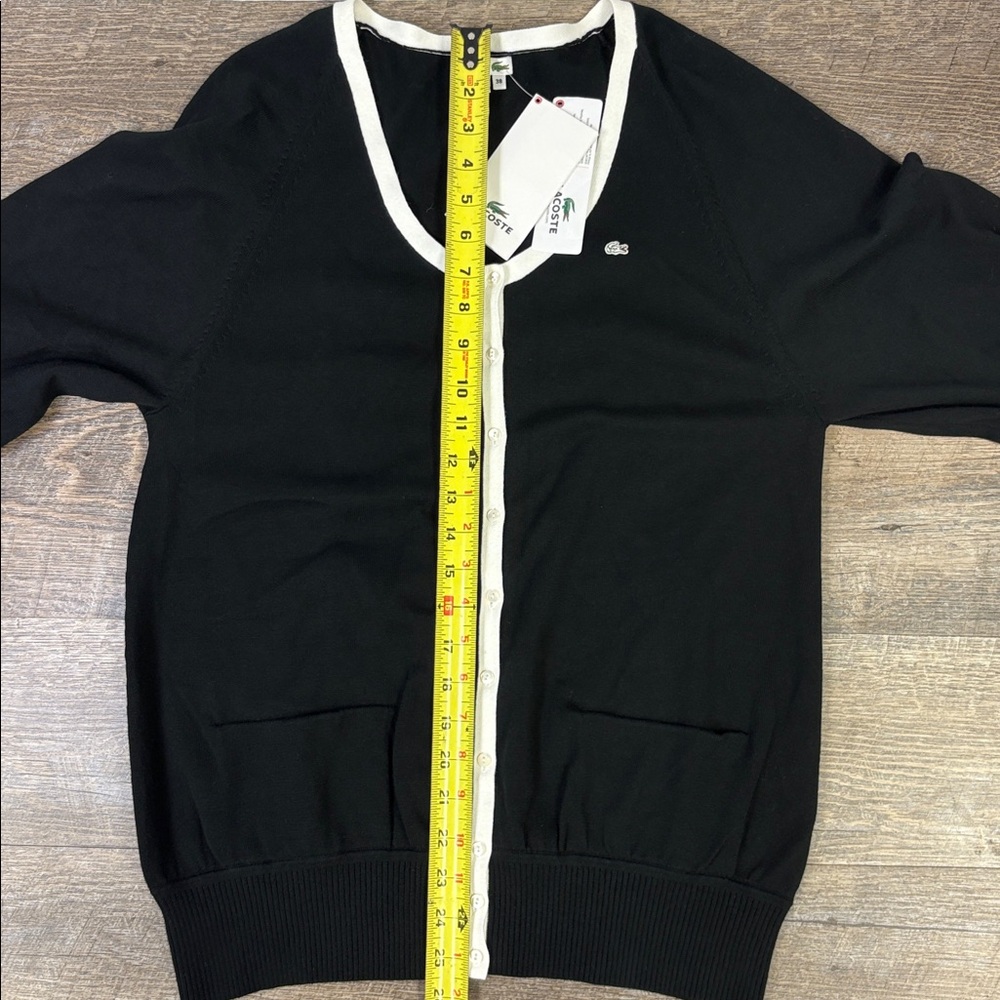 Lacoste “Devanlay” Contrast Trim Cotton Cardigan Sweater (Size 38 / US 6) - Picture 6 of 7